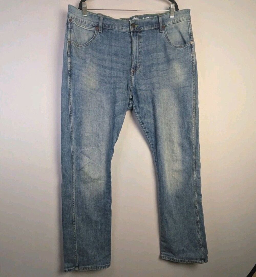 Wrangler Retro Jeans Slim Straight Mens 38x32 Western Light Wash Stretch Comfort